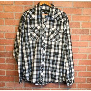 NWT Mens Plaid Western Shirt Hawks Bay Size 2XL XXL Long Sleeve Pearl Snap